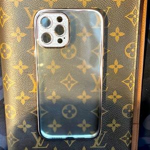 New never used clear iPhone 12 Pro Max phone case with pink trim/rhinestones